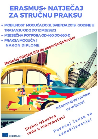 Produljenje natječaja za Erasmus+ stručnu praksu